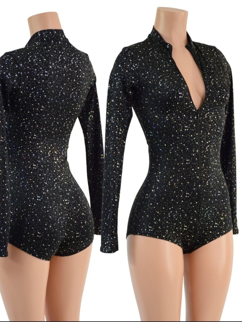 Star Romper With Long Sleeves And Boy Cut Leg
